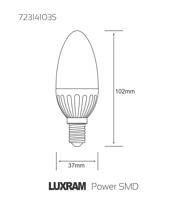 Luxram  High Power SMD LED Candle E14 2.5W 140lm White 6400K • 723141035