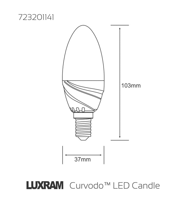 Luxram  Curvodo LED Candle E14 4.5W White 6400K 430lm  • 723201141
