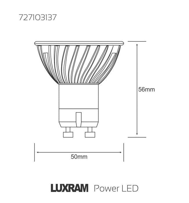 Luxram  PowerLED Classic GU10 5W Natural White 4000K 230lm 38° • 727103137