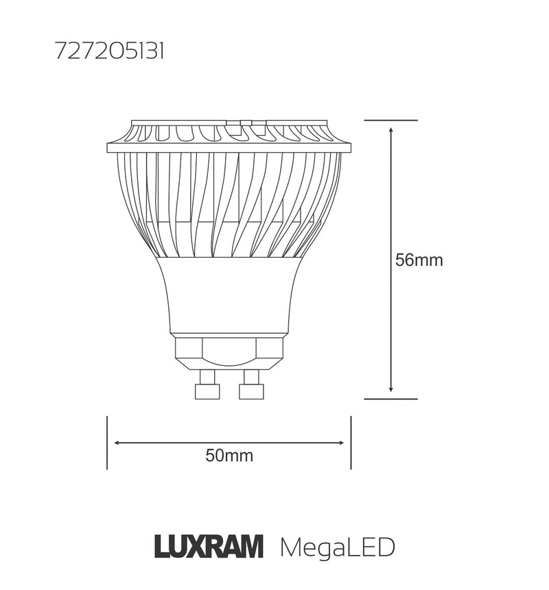 Luxram  MegaLED GU10 6.5W White 6400K 60° 445lm (White)  • 727205131