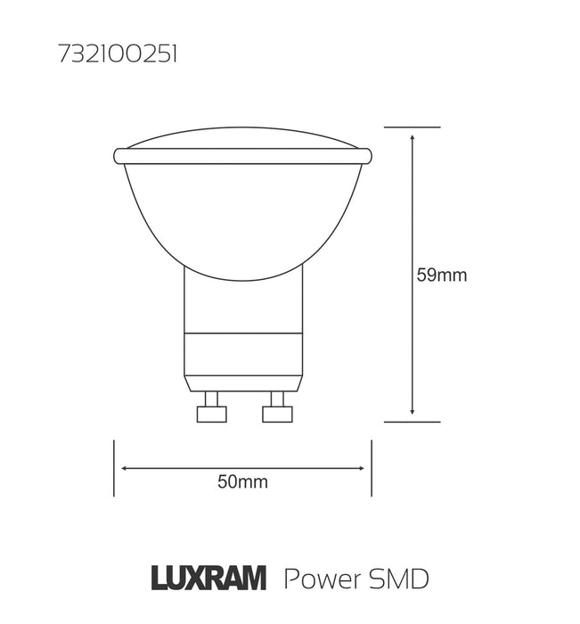 Luxram  High Power SMD LED GU10 3W White 6400K 200lm  • 732100251