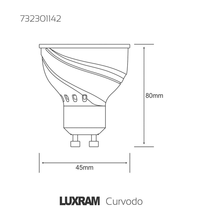 Luxram  Curvodo LED GU10 5.5W Natural White 4000K 485lm (White)  • 732301142