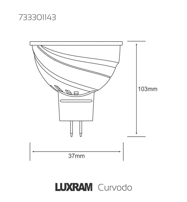 Luxram  Curvodo LED MR16 12V 6W Warm White 2700K 450lm (White)  • 733301143