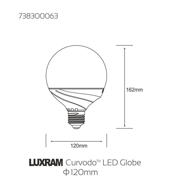 Luxram  Curvodo LED Globe E27 120mm 13W Warm White 2700K 1200lm  • 738300063