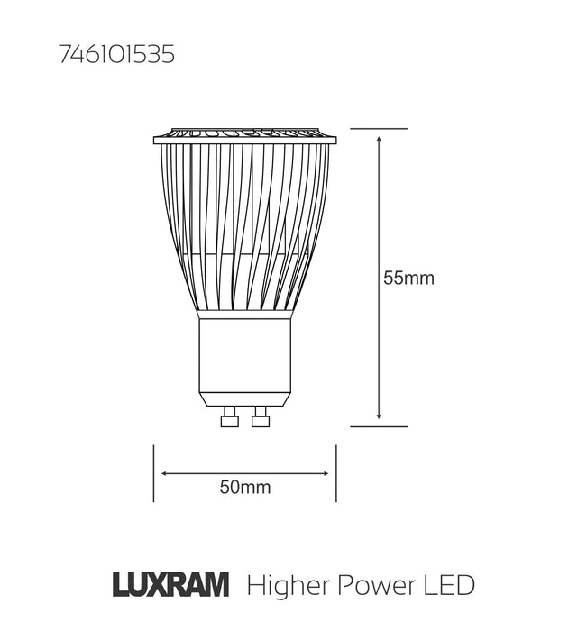 Luxram  High Power LED GU10 Dimmable 10W White 6400K 548lm 38° • 746101535