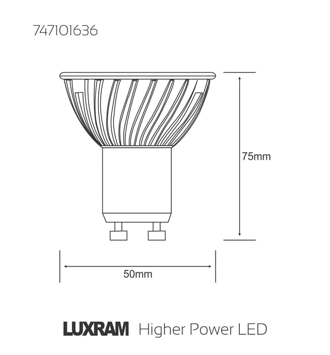 Luxram  High Power LED GU10 7W Warm White 2700K 342lm 38° • 747101636