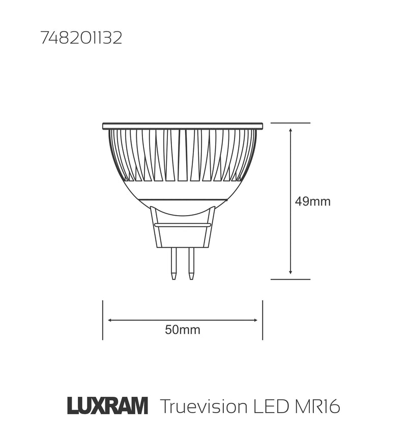 Luxram  Truevision LED MR16 12V 6W Cool White 4000K 36° Color-Box (Metallic Grey) • 748201132