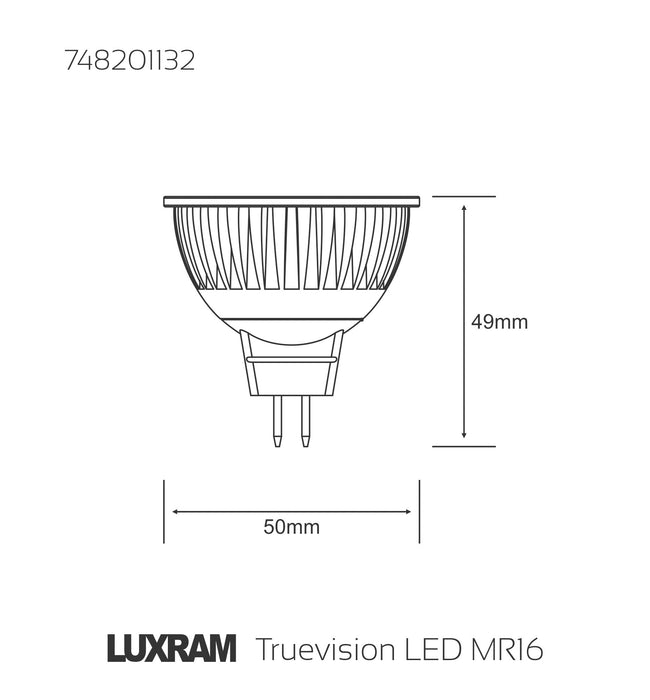 Luxram  Truevision LED MR16 12V 6W Cool White 4000K 36° Color-Box (Metallic Grey) • 748201132