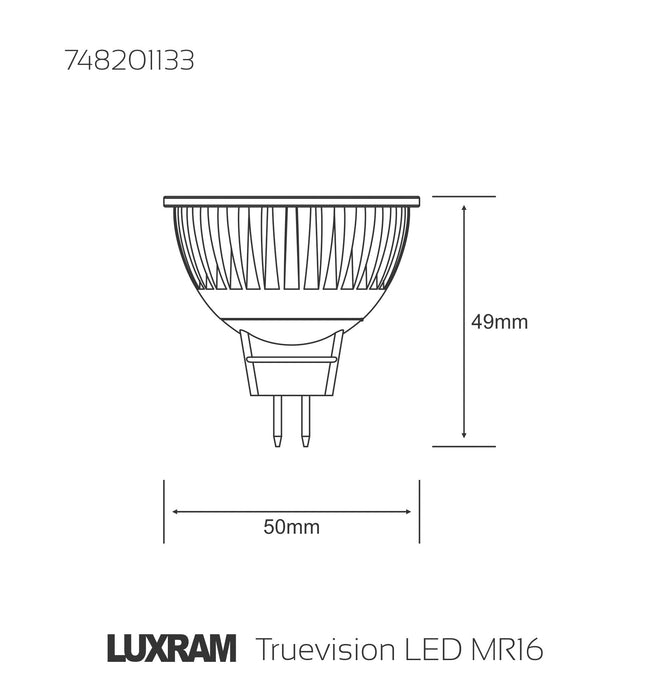 Luxram  Truevision LED MR16 12V 6W Warm White 3000K 36° Color-Box (Metallic Grey) • 748201133