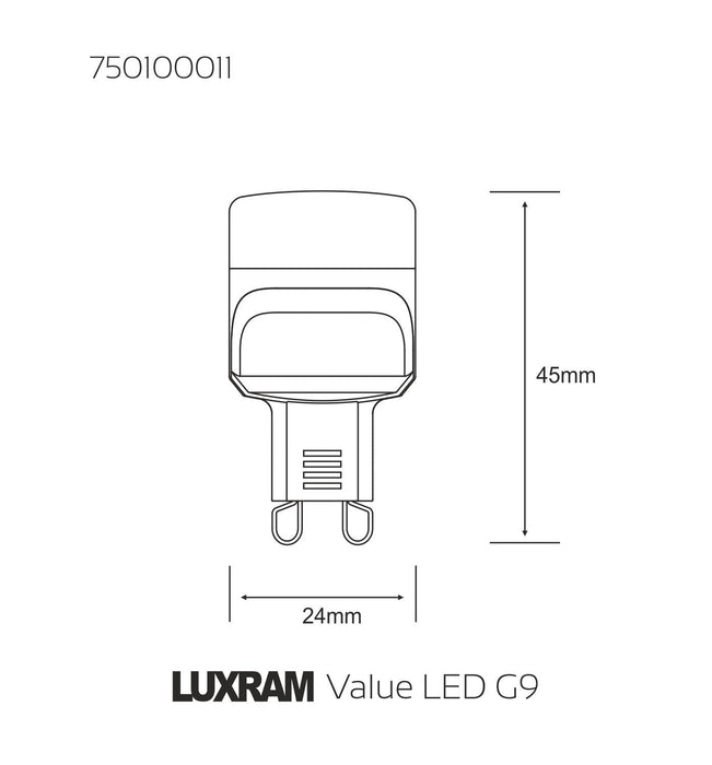 Luxram  Value LED G9 2W White 6400K 146lm (Metalllic Silver)  • 750100011