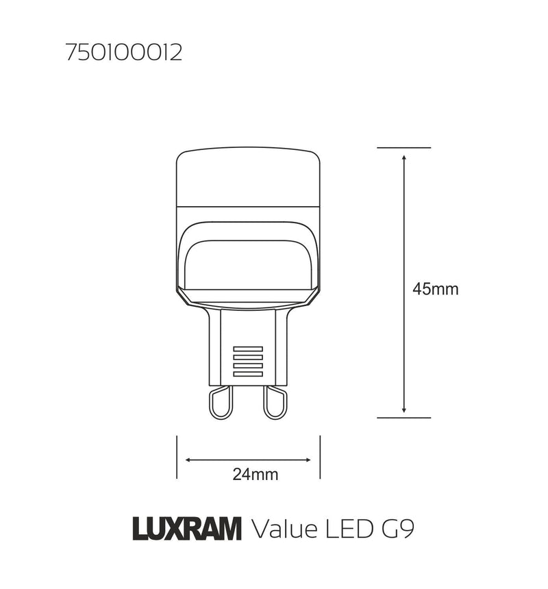 Luxram  Value LED G9 2W Natural White 4000K 146lm (Metalllic Silver)  • 750100012