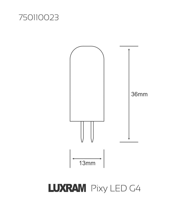 Luxram Pixy LED G4 12V 2W Warm White 3000K, 165lm, Clear Finish, 3yrs Warranty • 750110023