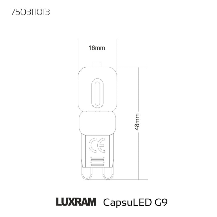 Luxram CapsuLED G9 2W 3000K Warm White, 200lm, Frosted Finish • 750311013