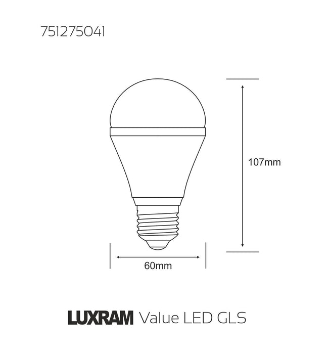 Luxram Value LED GLS E27 5W White 6400K 420lm  • 751275041