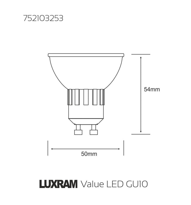 Luxram Value LED GU10 2.5W Warm White 3000K 200lm (Silver)  • 752103253