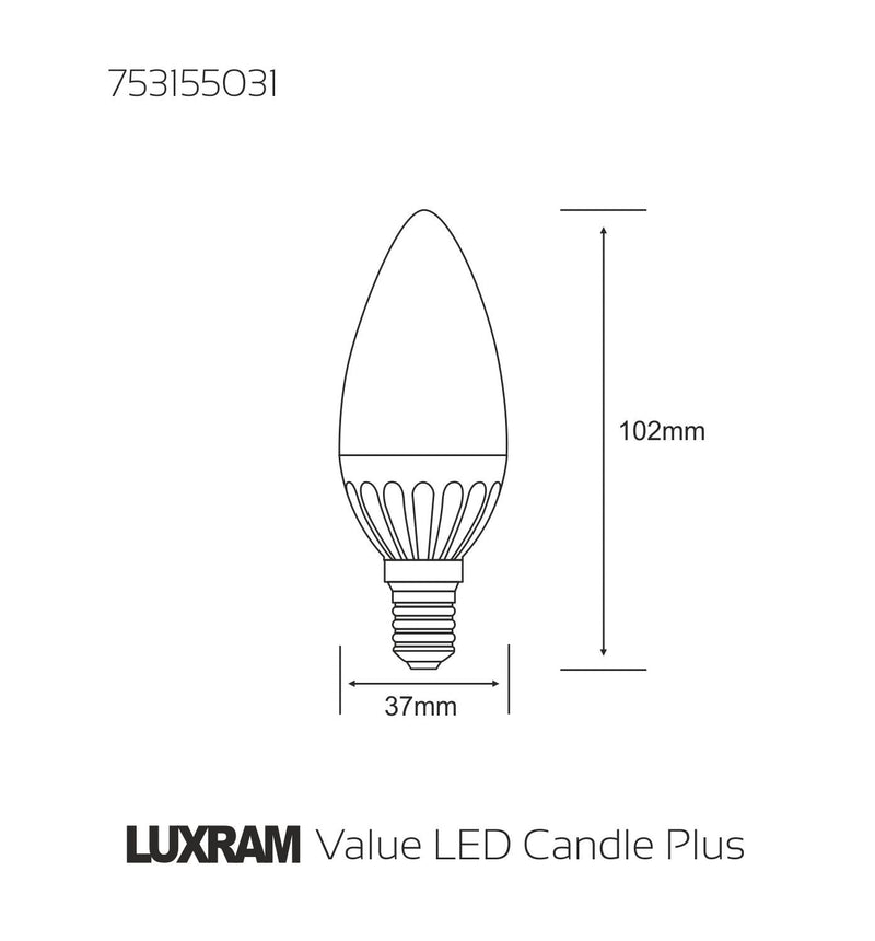 Luxram Value LED Candle Plus E14 3.5W White 6400K 300lm  • 753155031