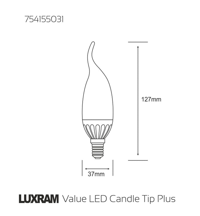 Luxram Value LED Candle Tip Plus E14 3.5W White 6400K 300lm  • 754155031