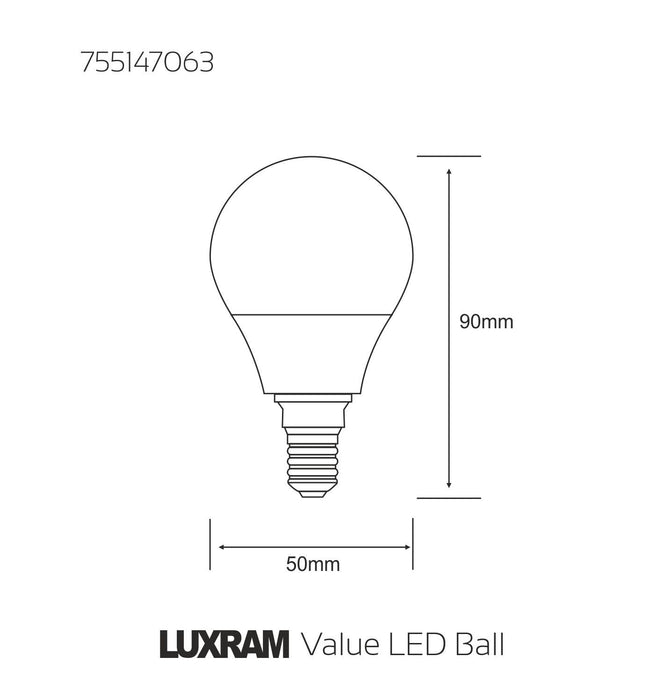 Luxram Value LED Ball E14 2W Warm White 3000K 180lm  • 755147063