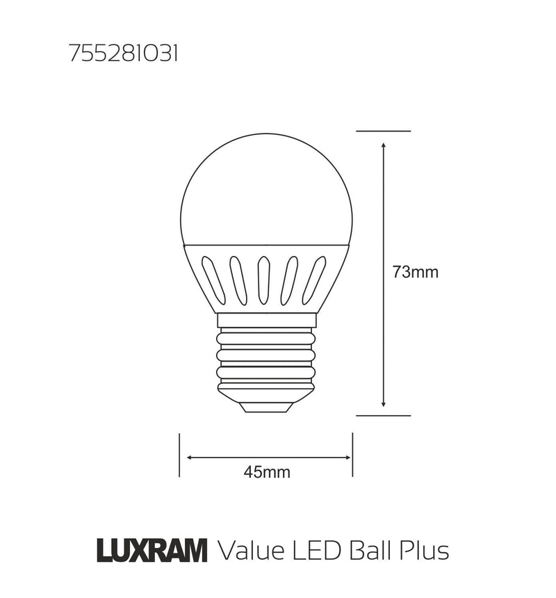 Luxram Value LED Ball Plus E27 3.5W White 6400K 300lm  • 755281031