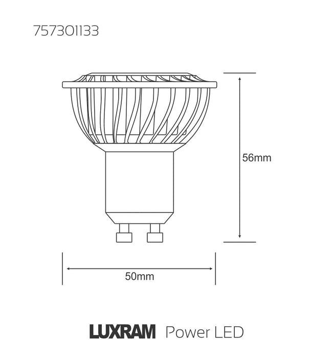 Luxram PowerLED GU10 4W Warm White 2700K 36° 310lm (White)  • 757301133