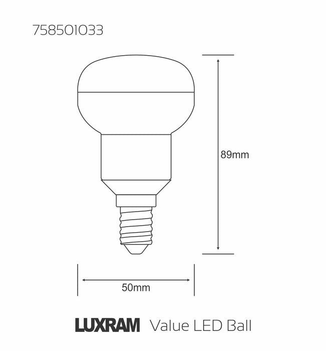 Luxram Value LED R50 E14 2.5W Warm White 3000K 200lm  • 758501033