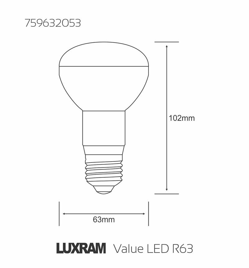 Luxram Value LED R63 E27 6W Warm White 3000K 550lm  • 759632053