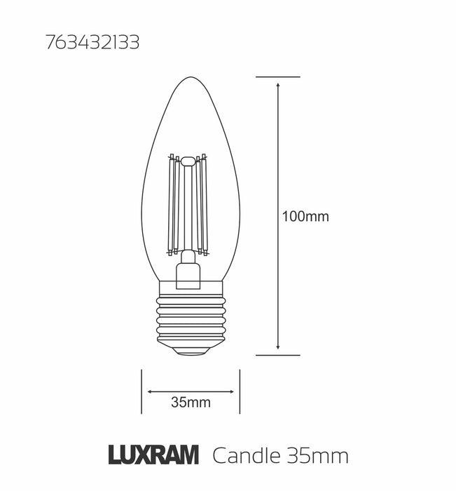 Luxram Value Classic LED Candle E27 4W Warm White 2700K, 470lm, Frosted Finish • 763432133