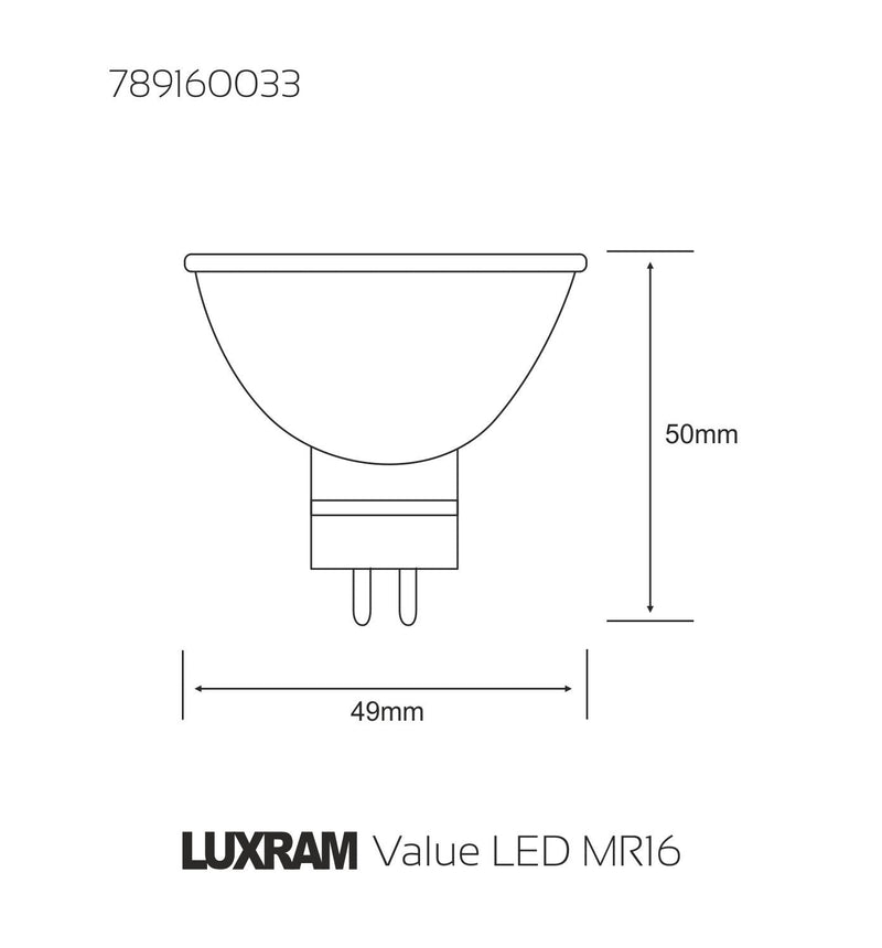 Luxram  Value LED MR16 12V 2.5W Warm White 3000K 220lm (Silver)  • 789160033