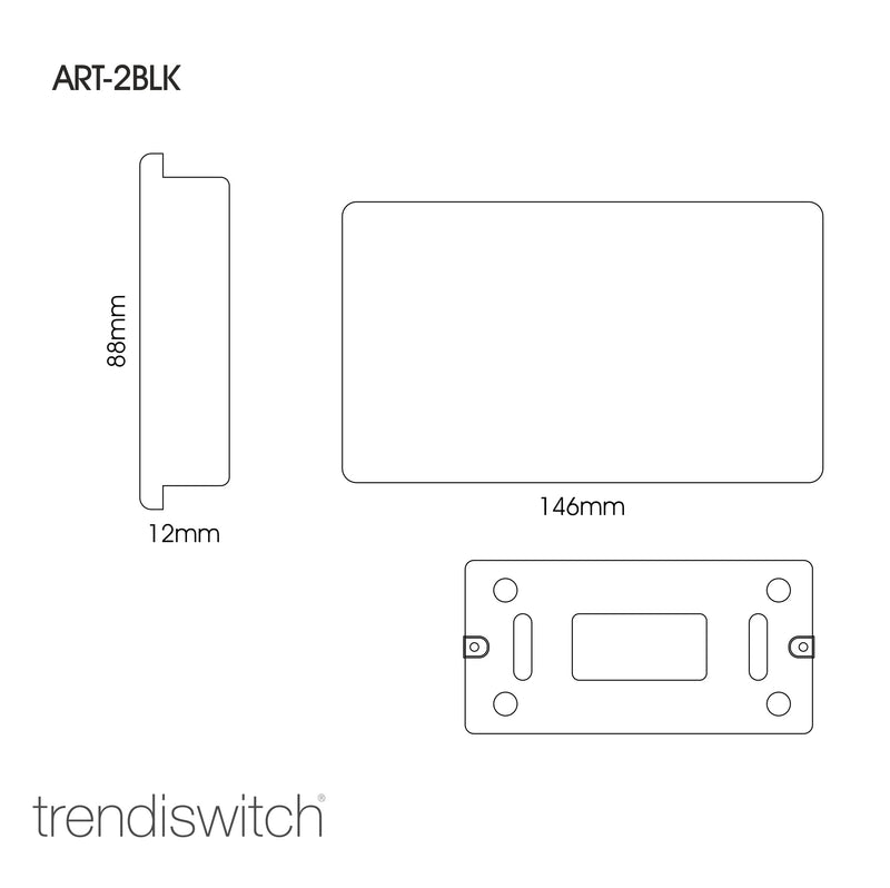 Trendi, Artistic Modern Double Blanking Plate, Copper Finish, BRITISH MADE, (25mm Back Box Required), 5yrs Warranty • ART-2BLKCPR