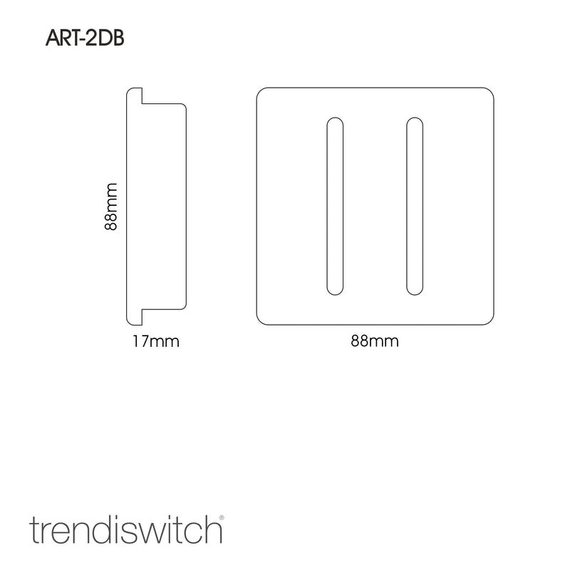 Trendi, Artistic Modern 2 Gang Doorbell Sky Finish, BRITISH MADE, (25mm Back Box Required), 5yrs Warranty • ART-2DBSK