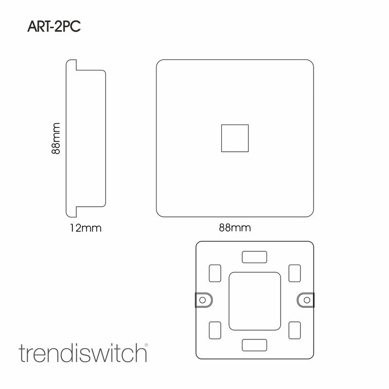 Trendi, Artistic Modern Twin PC Ethernet Cat 5&6 Data Outlet Sky Finish, BRITISH MADE, (35mm Back Box Required), 5yrs Warranty • ART-2PCSK