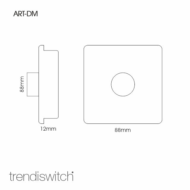 Trendi, Artistic Modern 1 Gang 1 Way Dimmer Switch, 200W (NOT LED) Champagne Gold Finish, BRITISH MADE, (35mm Back Box), 5yrs Wrnty • ART-DMGO