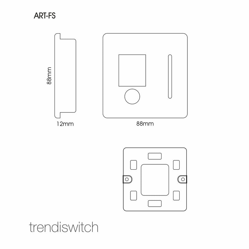 Trendi, Artistic Modern Switch Fused Spur 13A With Flex Outlet Navy Blue Finish, BRITISH MADE, (35mm Back Box Required), 5yrs Warranty • ART-FSNV