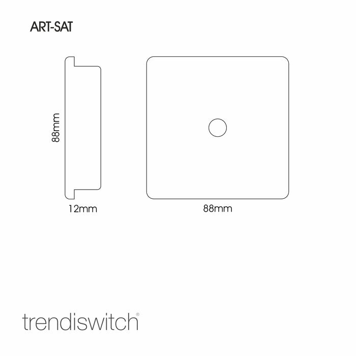 Trendi, Artistic Modern F-Type Satellite 1 Gang Gloss White Finish, BRITISH MADE, (25mm Back Box Required), 5yrs Warranty • ART-SATWH