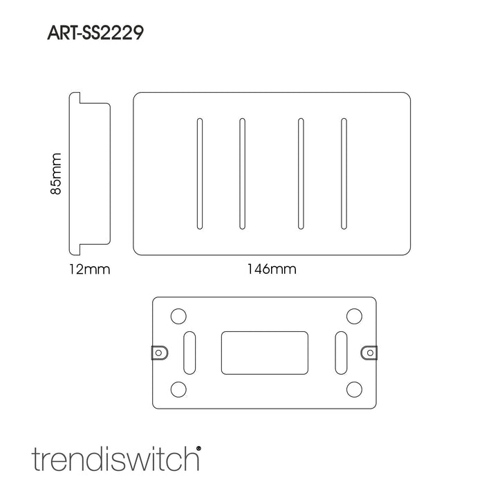 Trendi, Artistic Modern 4 Gang  (3x 2 Way 1x 3 Way Intermediate Twin Plate) Gloss Black Finish, BRITISH MADE, (25mm Back Box Required), 5yrs Warranty • ART-SS2229BK