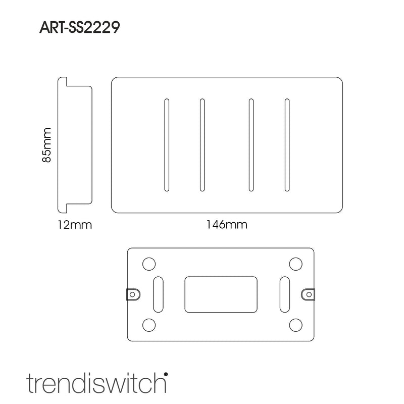 Trendi, Artistic Modern 4 Gang  (3x 2 Way 1x 3 Way Intermediate Twin Plate) Plum Finish, BRITISH MADE, (25mm Back Box Required), 5yrs Warranty • ART-SS2229PL