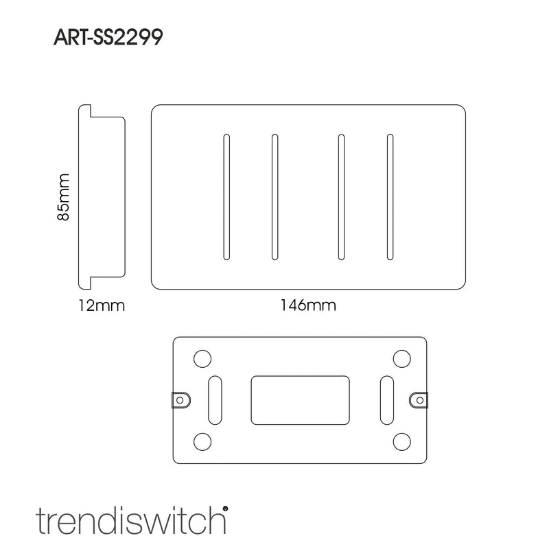 Trendi, Artistic Modern 4 Gang (2x2 Way, 2xIntermediate) 10 Amp Rocker Sky Finish, BRITISH MADE, (25mm Back Box Required), 5yrs Warranty • ART-SS2299SK