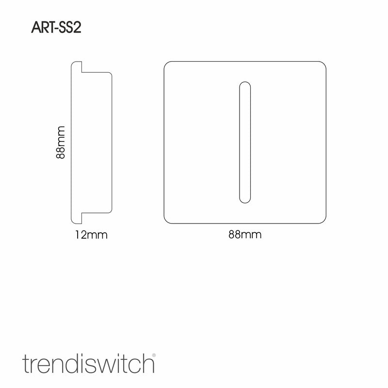 Trendi, Artistic Modern 1 Gang 2 Way 10 Amp Rocker Silver Finish, BRITISH MADE, (25mm Back Box Required), 5yrs Warranty • ART-SS2SI