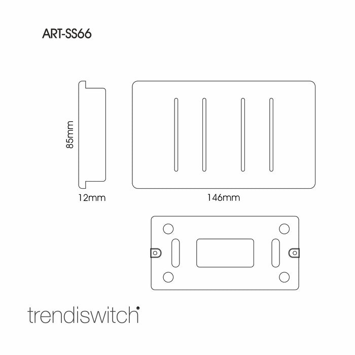 Trendi, Artistic Modern 6 Gang 2 Way 10 Amp Rocker Twin Plate Gloss White Finish, BRITISH MADE, (35mm Back Box Required), 5yrs Warranty • ART-SS66WH