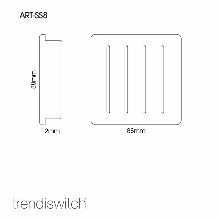 Trendi, Artistic Modern 4 Gang 2 Way 10 Amp Rocker Sky Finish, BRITISH MADE, (25mm Back Box Required), 5yrs Warranty • ART-SS8SK