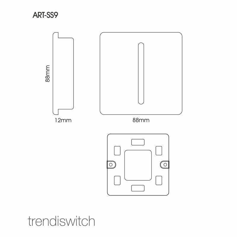 Trendi, Artistic Modern 1 Gang 3 Way Intermediate Warm Grey Finish, BRITISH MADE, (25mm Back Box Required), 5yrs Warranty • ART-SS9WG