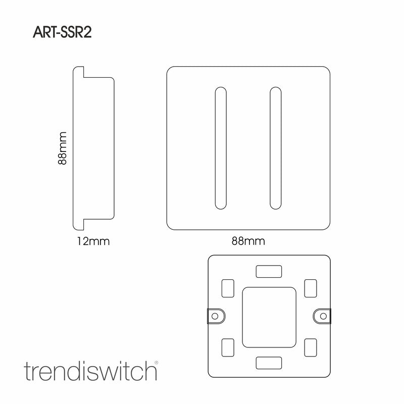 Trendi, Artistic Modern 2 Gang Retractive Home Auto.Switch Brushed Steel Finish, BRITISH MADE, (25mm Back Box Required), 5yrs Warranty • ART-SSR2BS
