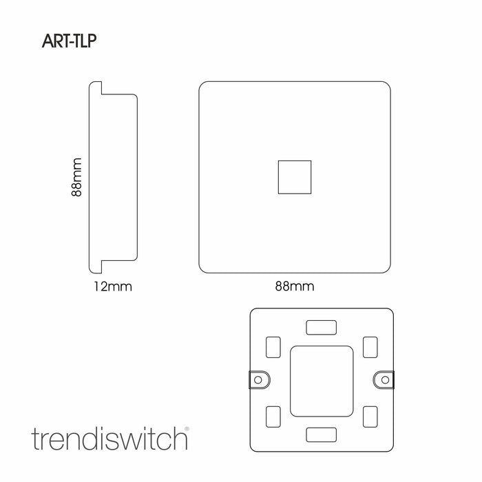 Trendi, Artistic Modern 1 Gang RJ11 Telephone Silver Finish, BRITISH MADE, (35mm Back Box Required), 5yrs Warranty • ART-TLPSI