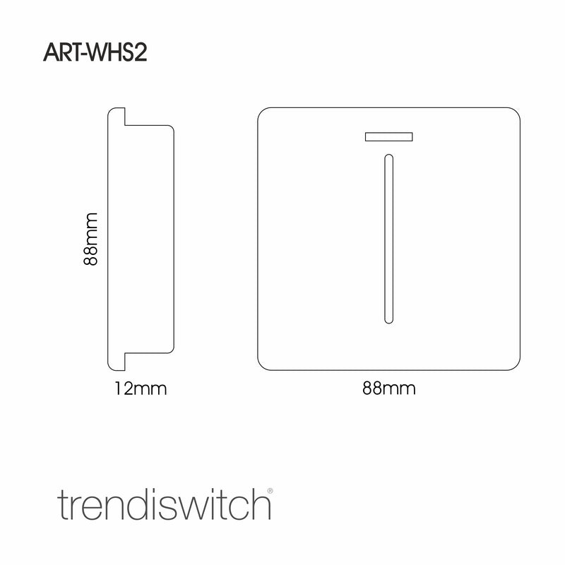 Trendi, Artistic Modern 45 Amp Neon Insert Double Pole Switch Matt Black Finish, BRITISH MADE, (35mm Back Box Required), 5yrs Warranty • ART-WHS2MBK