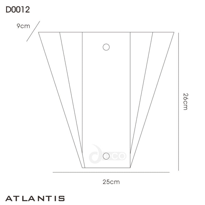 Deco Atlantis 250 x 260mm Wall Lamp, 1 Light E27 Black/Mirror • D0012