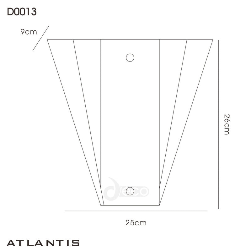 Deco Atlantis 250 x 260mmWall Lamp, 1 Light E27 Frosted/Mirror • D0013