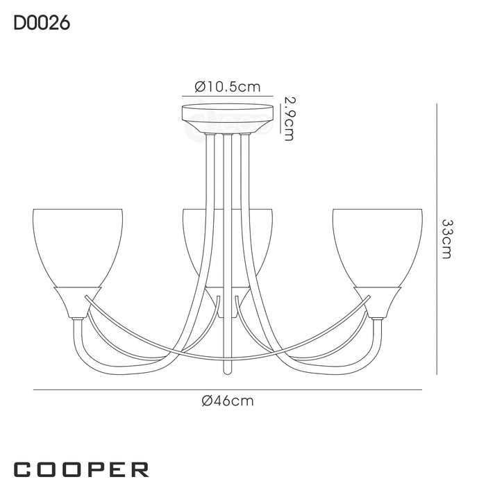 Deco Cooper Ceiling 3 Light E14 Satin Nickel/Opal Glass • D0026