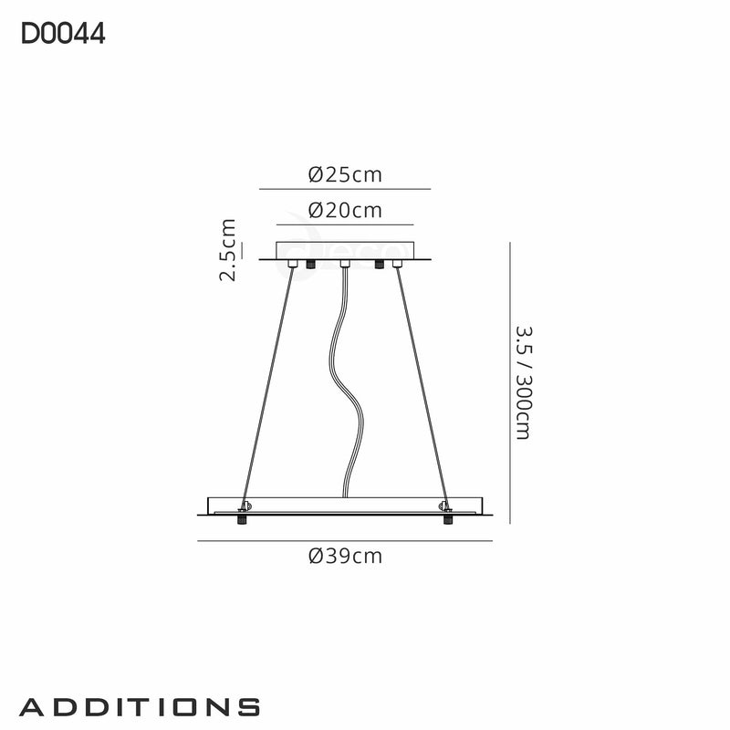 Deco Additions 400mm, 3m Universal Suspension Plate c/w Power Cable For Lowering Flush Fittings, Max Load 20kg (ONLY TESTED FOR OUR RANGE OF PRODUCTS) • D0044