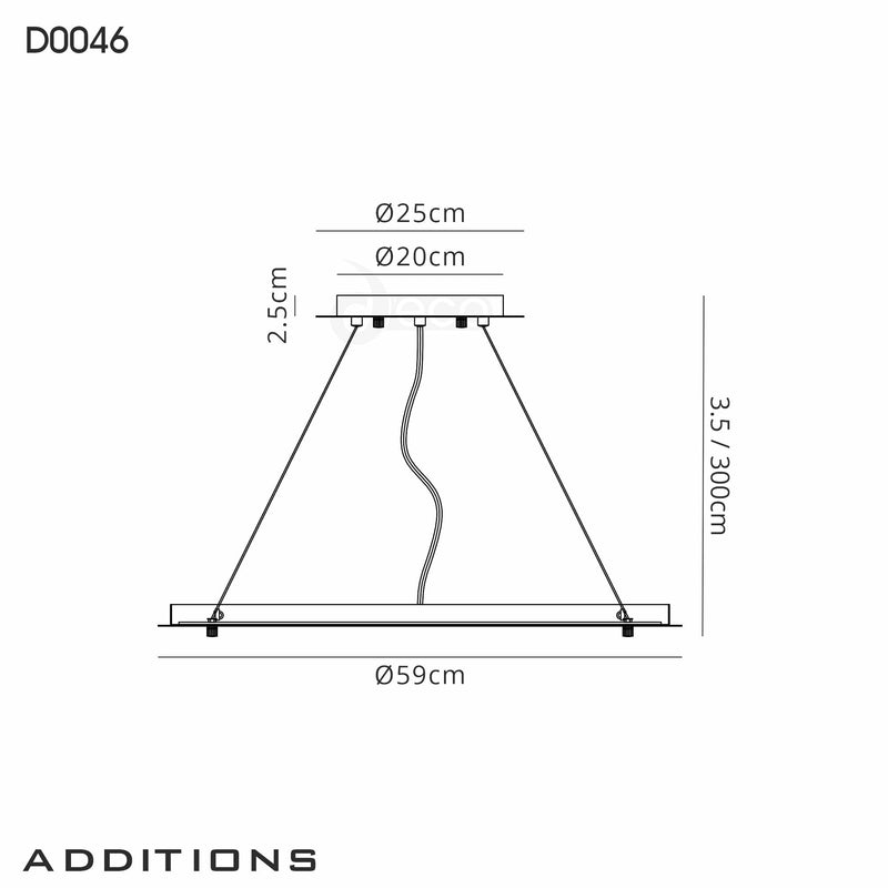 Deco Additions 600mm, 3m Universal Suspension Plate c/w Power Cable For Lowering Flush Fittings, Max Load 20kg (ONLY TESTED FOR OUR RANGE OF PRODUCTS) • D0046