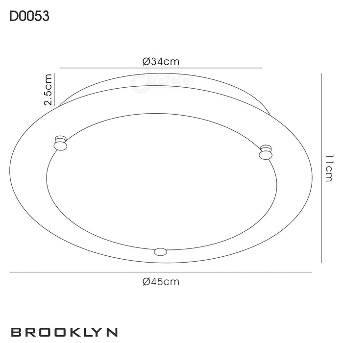 Deco Brooklyn Ceiling, 450mm Round, 3 Light E27 Polished Chrome • D0053
